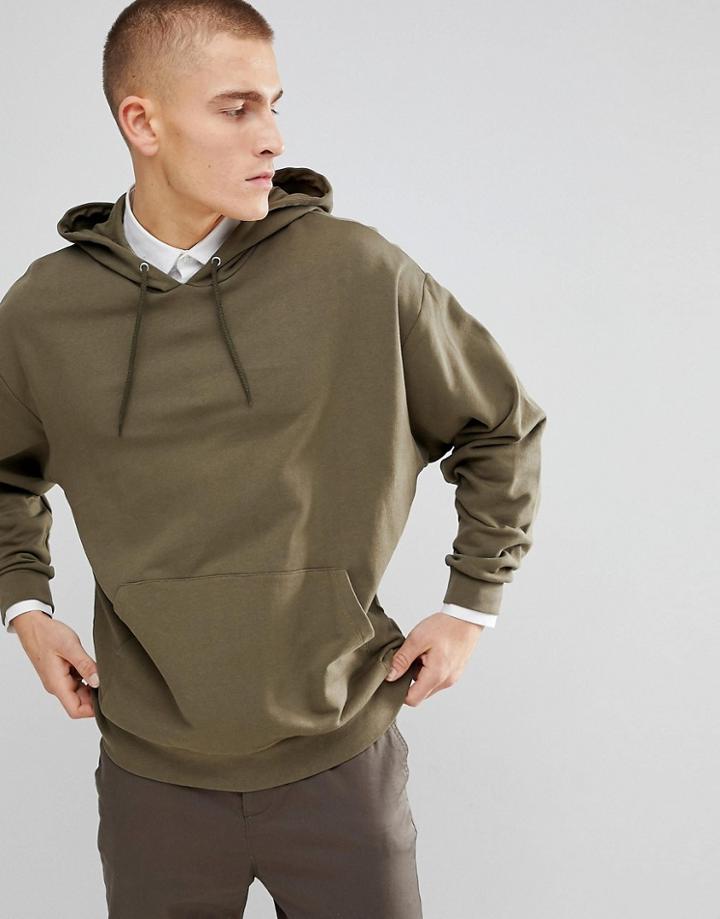 Asos Oversized Hoodie In Washed Green - Green