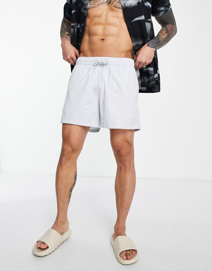 Topman Classic Swim Shorts In Ice Gray