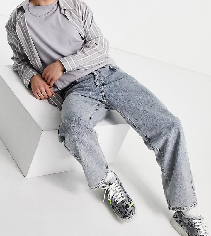 Collusion X014 90s Baggy Jeans In Stonewash Blue-blues