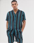 Brave Soul Two-piece Printed Rivere Short Sleeve Shirt-green