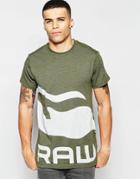 G-star Be Raw Exclusive To Asos T-shirt Zoldin Longline Crew Large Logo In Forest Night - Forest Night