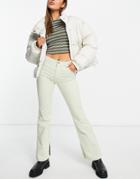 Asos Design Puddle Flare Pants With Slit Hem In Peppermint-green