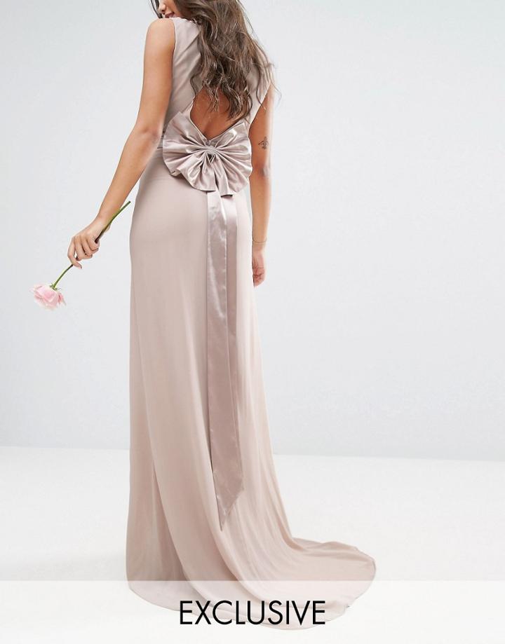 Tfnc Wedding Bow Satin Belt - Brown