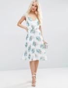 Asos Kate Lace Midi Dress In White Floral - Multi
