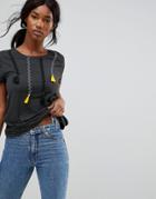 Sugar Dust Tassle T-shirt - Gray