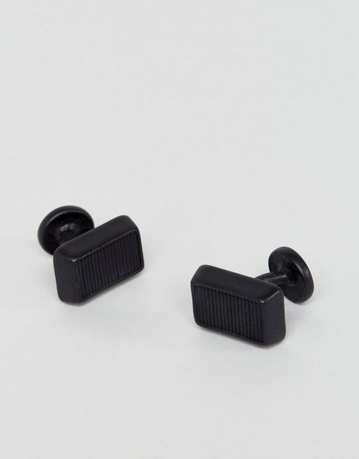 Icon Brand Rectangular Antiqued Cufflinks In Black - Black