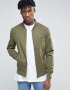 Only & Sons Faux Suede Bomber Jacket - Green
