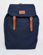 Asos Backpack In Navy Canvas - Navy