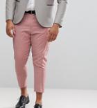 Asos Plus Wedding Tapered Smart Pants In Pink 100% Wool - Pink