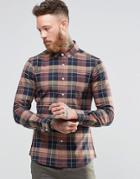 Asos Skinny Camel Check Shirt - Tan