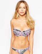 Asos Fuller Bust Exclusive Geo Tropical Print Longline Bikini Top Dd-g - Geo Tropical