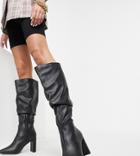 Public Desire Wide Fit Mine Slouch Knee Boots In Black