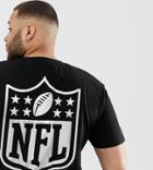Asos Design Plus Relaxed Fit T-shirt With Nfl Chest And Back Print In Silver Foil - Black