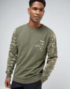 Only & Sons Crew Neck T-shirt In Camo - Green