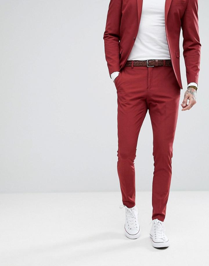 Selected Homme Super Skinny Suit Pants - Red