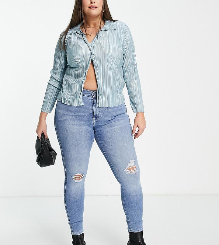 Dr Denim Plus Lexy Super Skinny Jeans In Light Wash-blue
