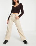 Stradivarius Cord Dad Pants In Sand-neutral