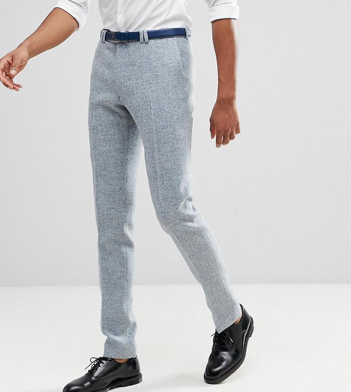 Noak Tall Skinny Suit Pants In Harris Tweed-blue