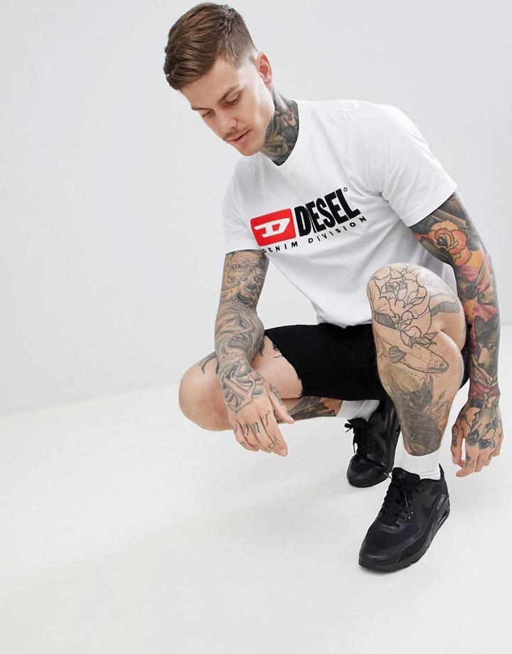 Diesel T-just-division Industry Logo T-shirt White - White