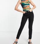Noisy May Tall Katy High Waisted Slim Mom Jeans In Black