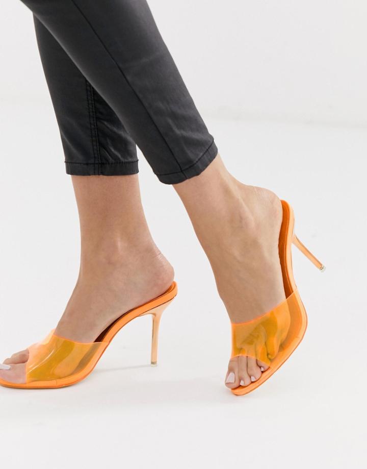 Public Desire Hook Orange Clear Mules - Orange