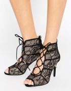 Forever Unique Rena Lace Heeled Sandal - Black