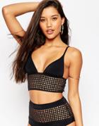 Asos Square Cut Out Deep Triangle Bikini Top - Black