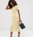 Asos Design Tall Two-piece Knitted Midi Skirt-yellow