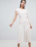 Vila Ruffle Top Cropped Jumpsuit - Pink
