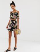 River Island Mini Beach Skirt With Ruffles In Floral Print-multi