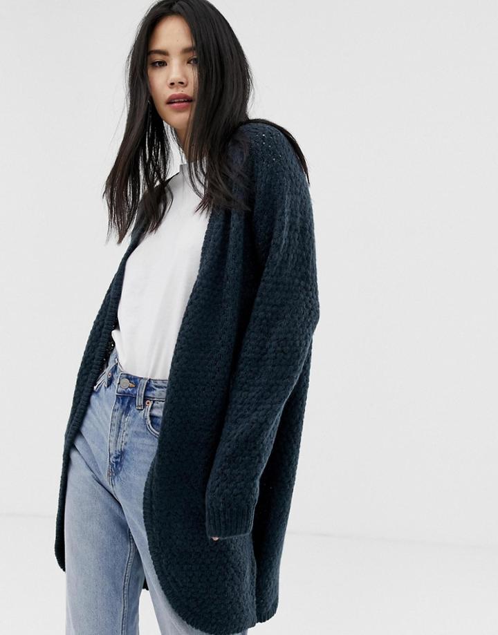 Ichi Textured Cardigan - Navy