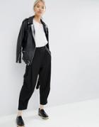 Asos White Pull On Pants With Pleat Front - Black