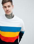 Asos Design Oversized Longline Long Sleeve T-shirt With Bright Color Block In White - White