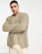 Asos Design Knit Cardigan In Gold Metallic Yarn