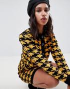 Asos Design Cardigan In Houndstooth With Vintage Look Buttons - Multi