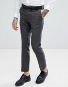 Harry Brown Gray Check Slim Fit Wool Blend Suit Pants - Gray