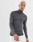 Night Addict Silver Metallic Roll Neck Sweater - Silver