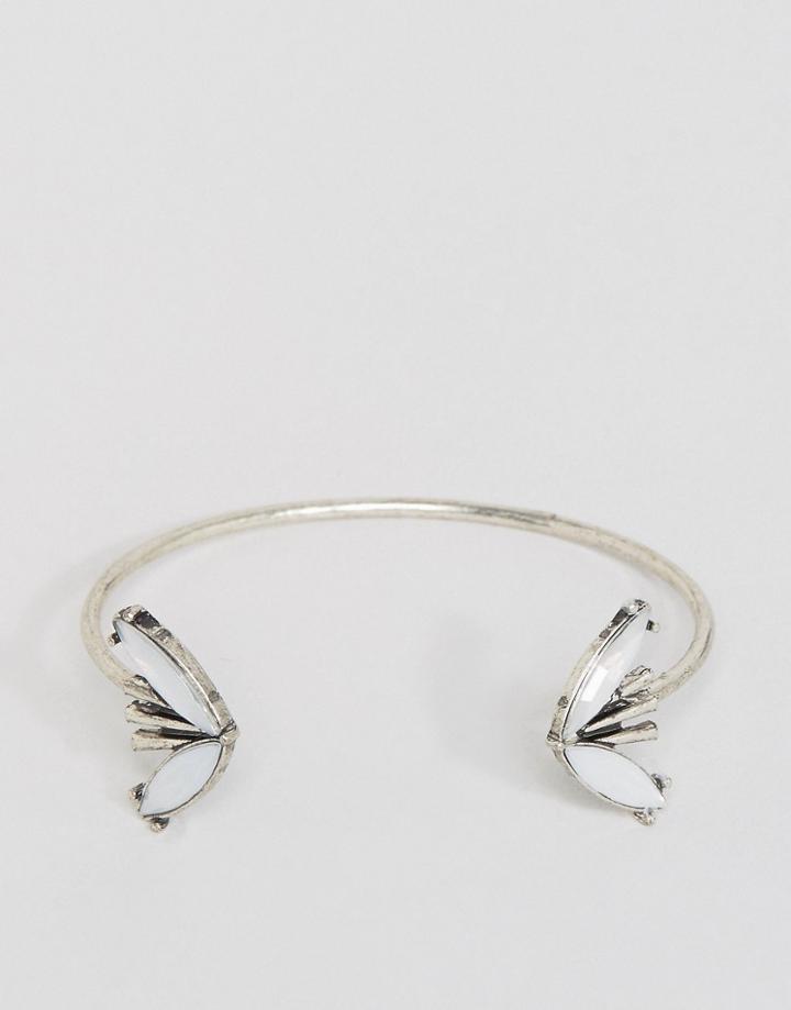 Asos Open Jewel Petal Cuff Bracelet - Silver