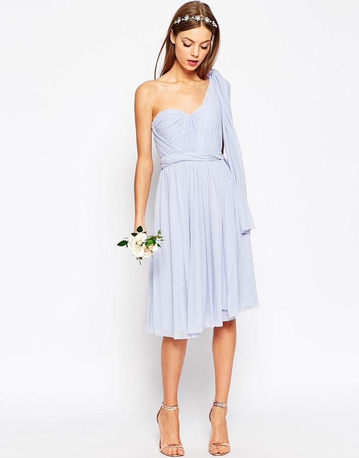 Asos Wedding Multiway Mesh Midi Dress - Ice Blue