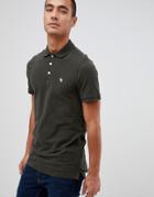 Abercrombie & Fitch Stretch Slim Fit Pique Polo Icon Logo In Olive Green - Green