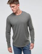 Hollister Long Sleeve Top Crew Icon Logo Slim Fit In Green - Green