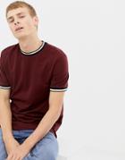 New Look Pique T-shirt With Tipping Detail In Red - Red