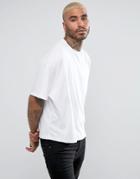 Asos Super Oversized T-shirt With Angled Cut And Sew Panels In White - White