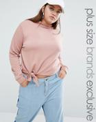 Daisy Street Plus High Neck Sweat Top With Knot Detail - Pink