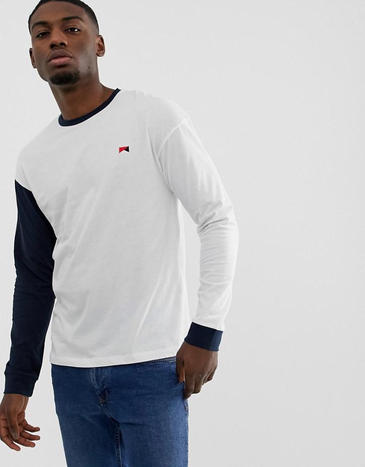 Jack & Jones Originals Long Sleeve T-shirt With Contrast Drop Sleeve - White