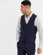 Harry Brown Slim {[#50]}% Wool Split Lapel Navy Dinner Suit Vest-black