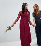 Tfnc Lace Detail Bridesmaid Maxi Dress In Burgundy - Red