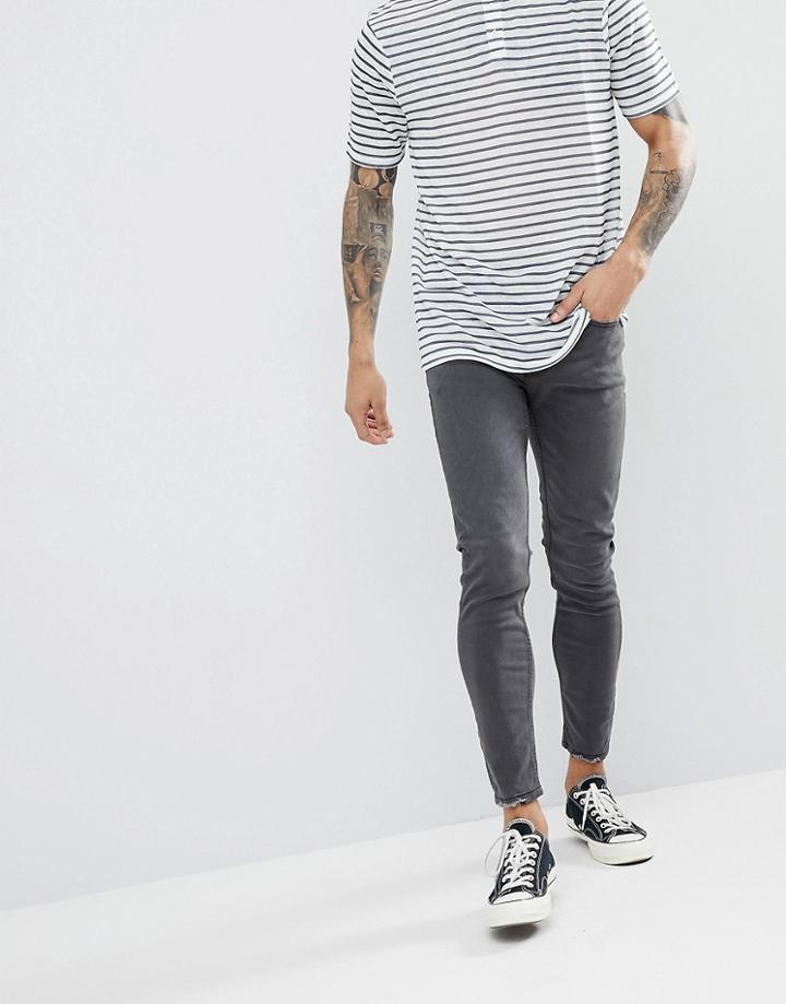 Only & Sons Skinny Jeans With Worn Knee Detail - Gray