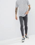 Only & Sons Skinny Jeans With Worn Knee Detail - Gray