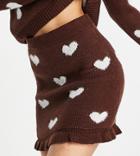 Miss Selfridge Petite Heart Mini Skirt With Frill Hem In Chocolate-brown